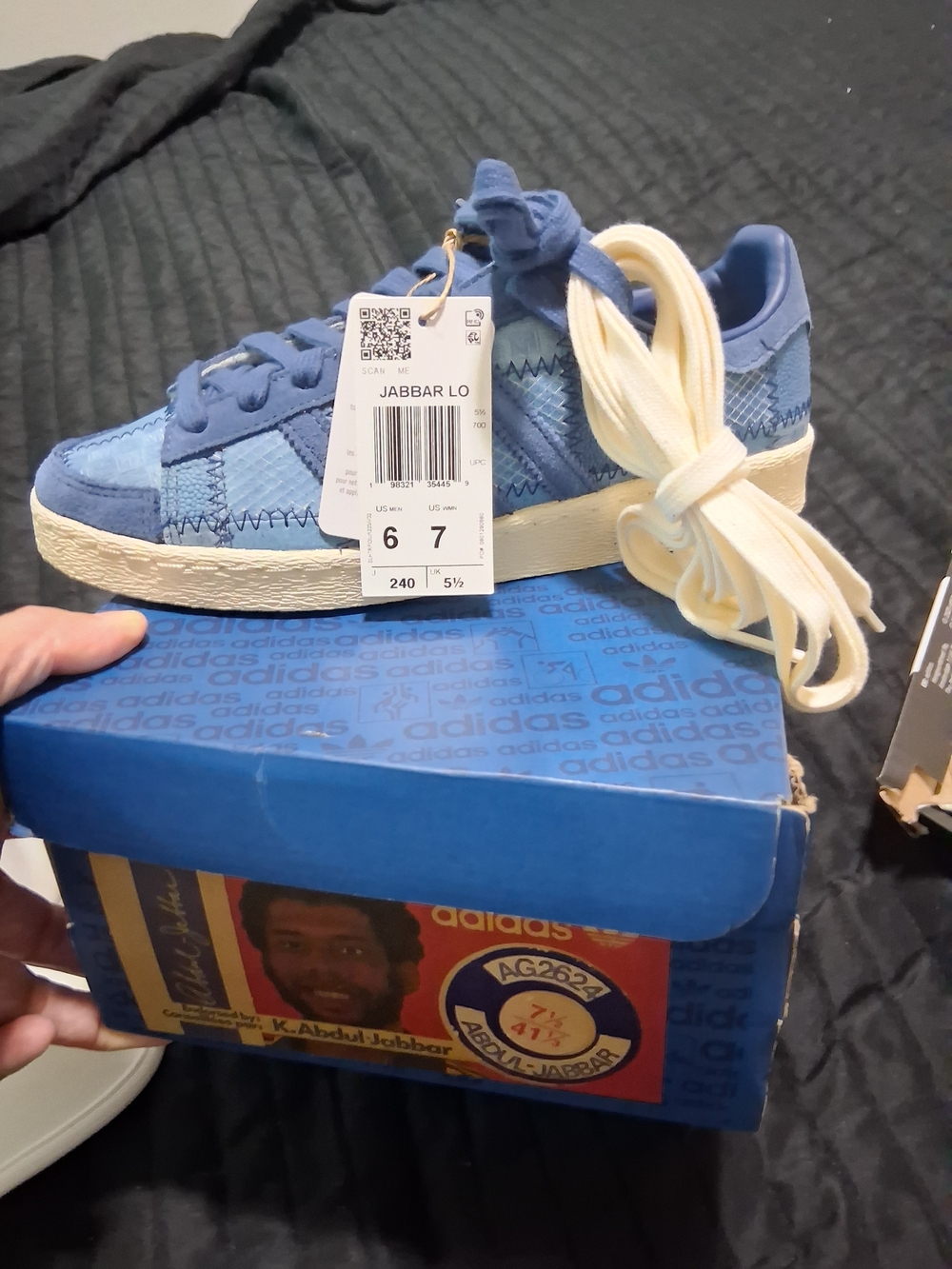 adidas Kareem Abdul Jab Collectors  Blue Patch Low-Top Sneakers with Cream Laces